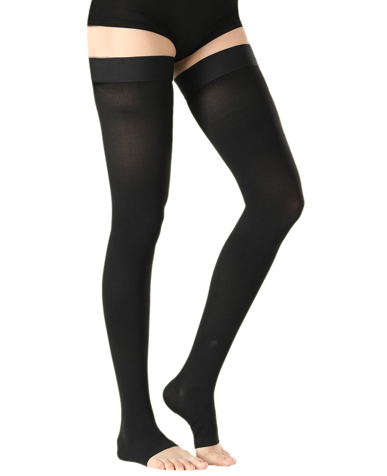 ZOECALA Thigh High Medical Compression Stockings for Women & Men,20-30 mmHg Thigh High Compression Socks,Open Toe Graduated Support Hose with Silicone