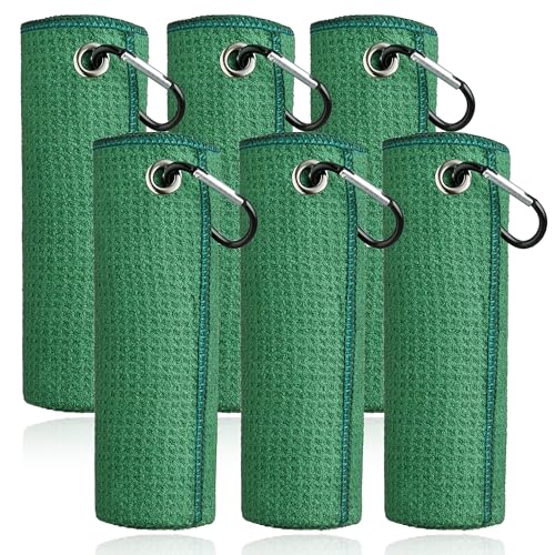 Mile High Life Microfiber Golf Towel 6 Pack Waffle with Carabiner Clip