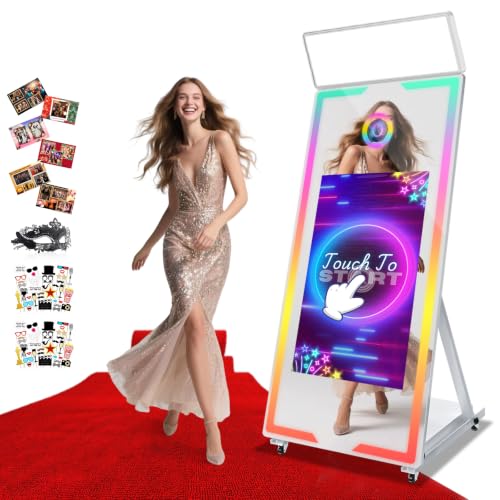 62 Inch White Mirror Booth