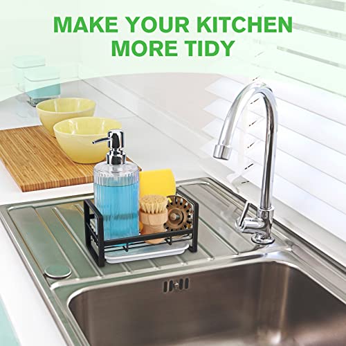 Kitchen Sink Caddy, Sponge Holder for Kitchen Sink,Kitchen Sink Organizer,Kitchen Sponge Holder,Dish Sponger Holder,Dish Soap Holder（Black)） - Thumbnail 4