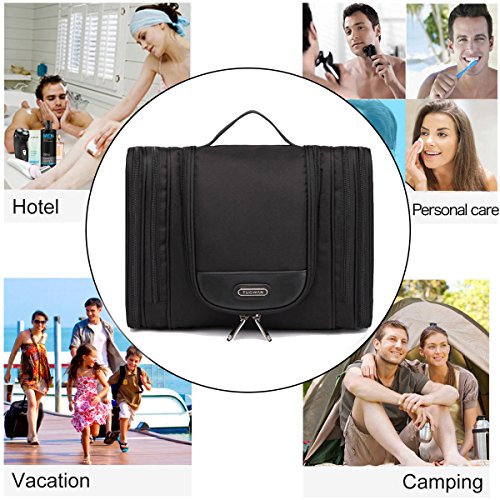 Tuowan Hanging Travel Toiletry Bag For Women Men, Travel Cosmetic Makeup Kit Organizer For Toiletries Accessorie Extra Large(Black) #TOP4
