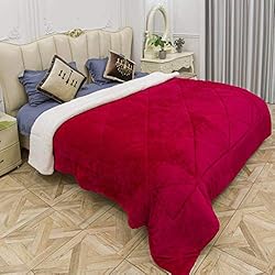 XIWO - Colcha de borreguillo de franela acolchada suave (rojo)