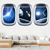 Wall Decals 3D Planet Universe Galaxy Outer Space Wall Decal Spacecraft Astronaut Wall Stickers Set