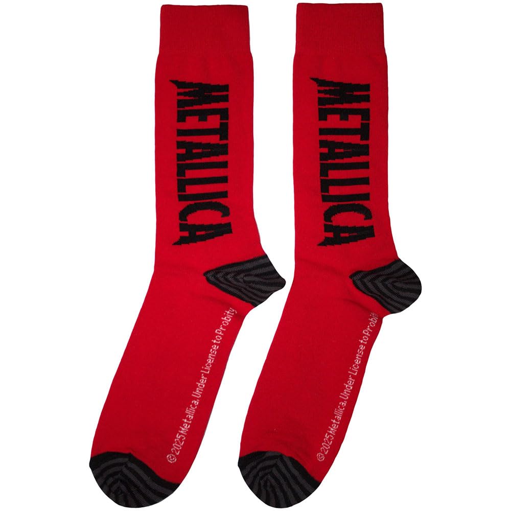Metallica Unisex Red Stressed Band Logo Ankle Socks In