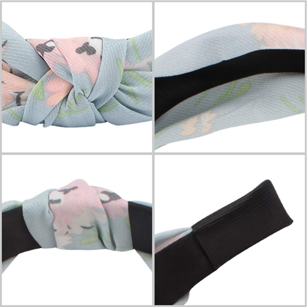 TOBATOBA 10 Pack Women Wide Headbands Knot Turban Headband Twist Wide Plain Headband Yoga Headband for Women,Include 5pcs Pure Color and 5pcs Floral Pattern Headband,diademas para mujer de moda head bands no slip : Beauty & Personal Care