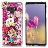 Samsung Galaxy Note 9 Case, Mavis's Diary Full Edge 3D Handmade Luxury Bling Crytal Fashion Design Shiny Gem Pearl Rhinestone Diamond Clear Hard Protective Plastic PC Cover - Crown Castle