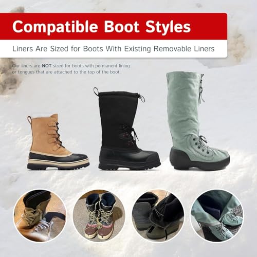 The Felt Store Radiantex Replacement Boot Liners (816 GWR) – Wool Blend & Polypropylene Insulated Insert for Winter & Snow Boots – 10\" High, 8 mm Thick, Unisex, Thermal Cold-Weather Protection - Size 7 - Thumbnail 5