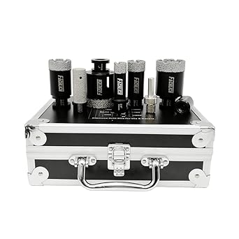 FACHLICH Diamond Core Drill Bits Set Tile Hole Saw Kit 19/28/35/45/51mm with 20mm Granite Finger Milling Bit 8pcs for Porcelain Tile Granite Marble Masonry Brick