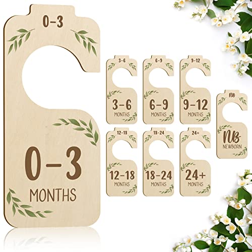 Image of Yewfold 8pcs Wooden Baby Closet Dividers,Baby Closet Organizer Hangers For Nursery,Baby Clothes Dividers For Closet,Baby Hangers Size Dividers