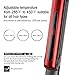 Hair Straightener Flat Iron with 1 Inch Floating Plates, Flat Iron with Temperature Adjustment Button LED Digital Display and Auto Shut Off Red