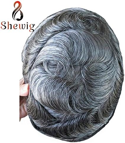 SheWig Menโs Toupees Fine Mono Top Poly Around Toupee India Remy Human Hair Replacement Systems