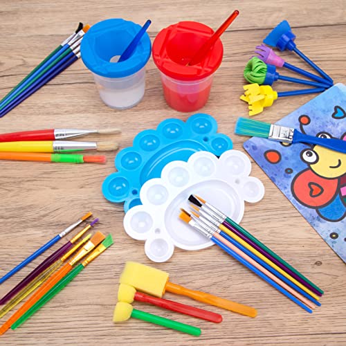 Bigotters HMC0250 Painting Brushes, 45Pcs Kids All Purpose Paint Supplies Include Paint Cups With Lids Palette Tray Multi Sizes Paint Brush Set For Kids Gifts School Prizes Art Party thumb #7