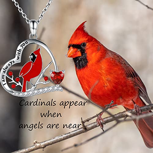 Red Cardinal Necklace 925 Sterling Silver I am Always With You Memorial Pendant Jewelry Gifts for Women2