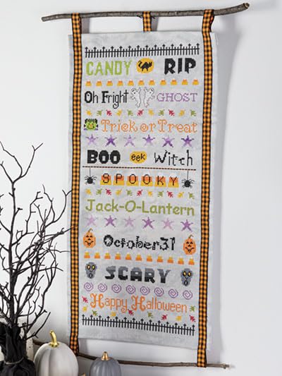 Image of VolcanoStitching Halloween 2022 Just Cross Stitch Magazine 14ct Aida | 2022 Just Cross Stitch Halloween Collector's Issue magazine bundled with hand-dyed 14-count Aida cross stitch fabric.
