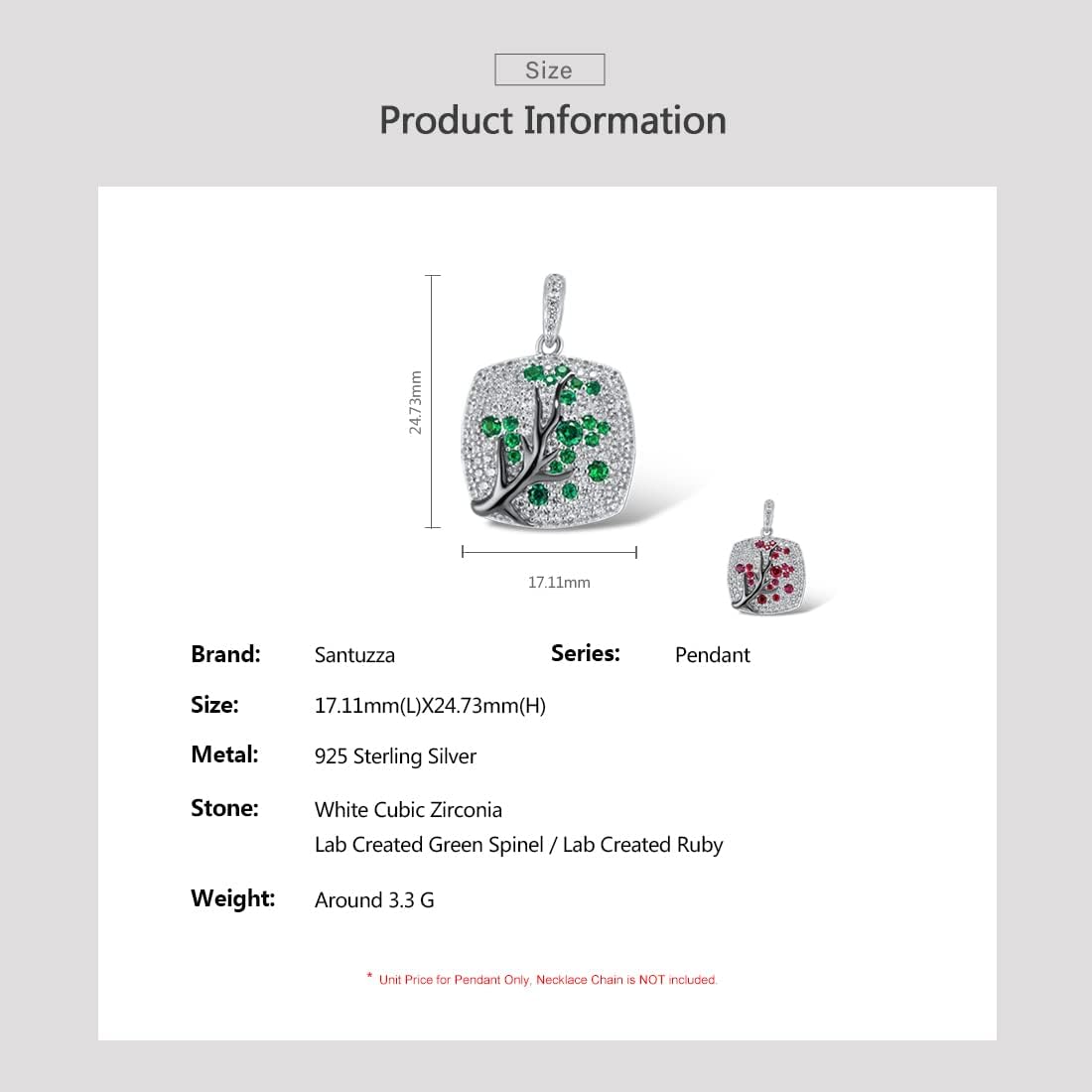 Santuzza 925 Sterling Silver Cherry Pendant for Women - Image 6