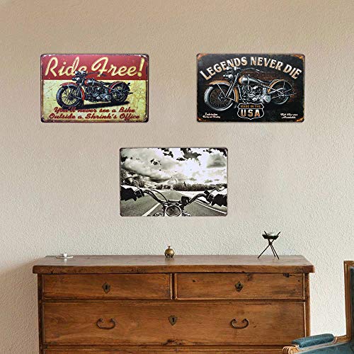 Uoopai Ride Free Route 66 Motorcycle Retro Metal Tin Sign Rustic Wall Garage Decor Art Poster #TOP5
