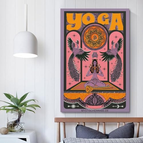 Toile YOGA vintage pour masquer un mur vide de salon
