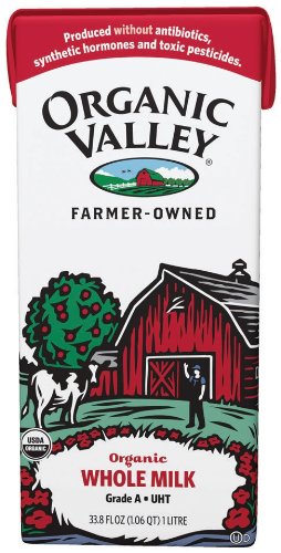 Organic Valley Organic Whole Milk, 33.8 Ounce Asceptic Carton (Pack of 12)