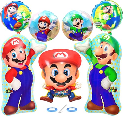 Super Mario Theme Party Dekoration, Super Mario Geburtstag, Dekoration, Geburtstagsdekoration, Luftballons, Heliumblatt, Luftballons, Dekoration für Kinder und Geburtstag (A) Cover