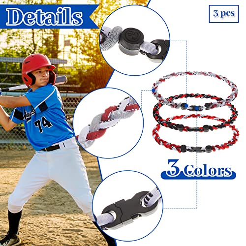Image of Junkin Baseball Necklaces Three Braided Rope Titanium Necklace for Team Gifts Boys Men Player Softball Fans Sports