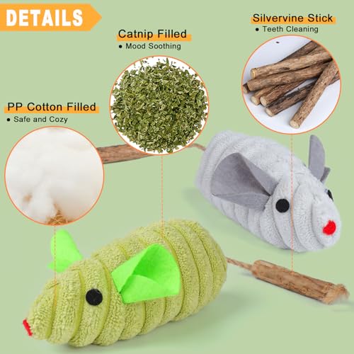 Jouet pour Chat Souris Jouets Herbe à Chat Bâtonnets Herbe à Chat Matatabi Baton Peluche Jouets pour Chats Intérieur (10 Pcs) – Image 5