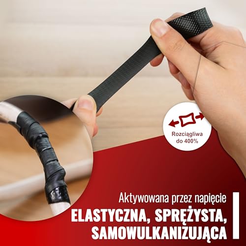 Poppstar samowulkanizująca taśma izolacyjna, uniwersalna, 5m x 19mm x 0,76mm, czarna, 1 rolka