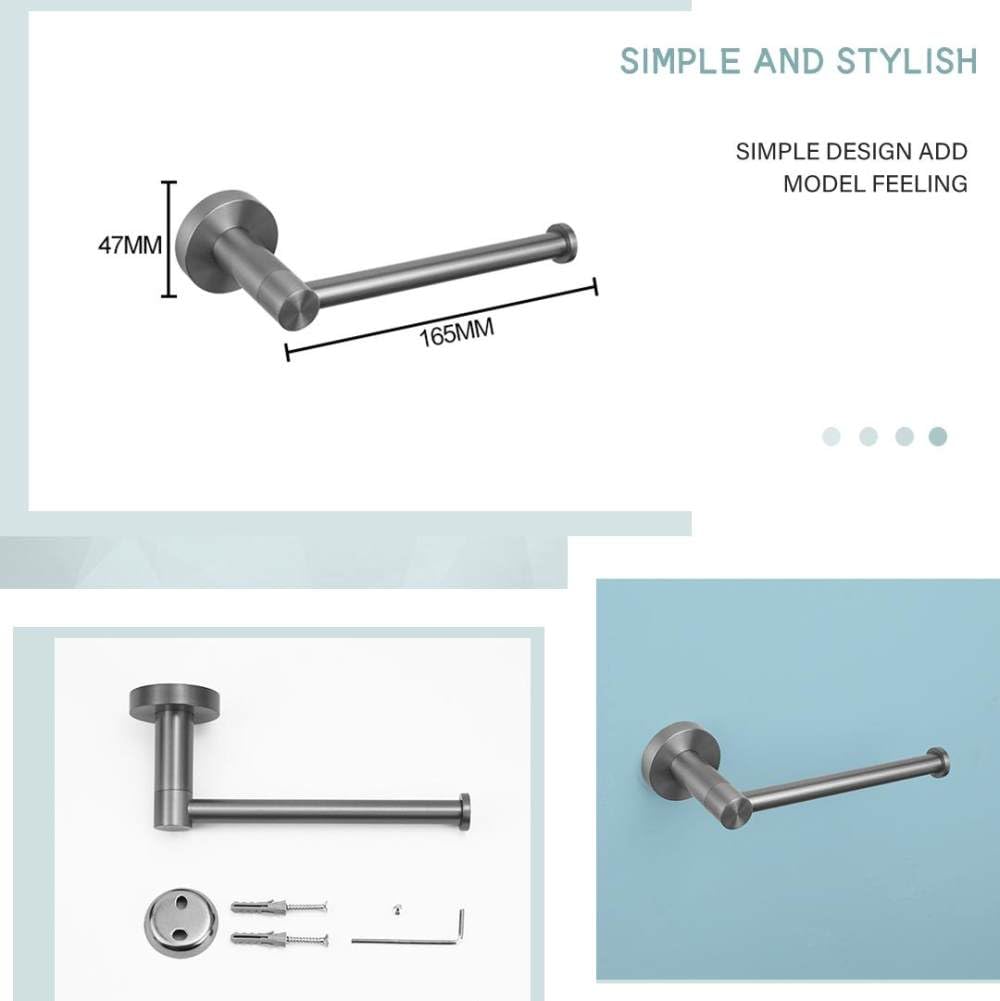 Toallero de Acero Inoxidable Gris Mate para baño, Soporte para Papel higiénico, Taza Individual, Cepillo para Inodoro, Juego de toallero con Gancho para Bata, Juego de 4 Piezas B