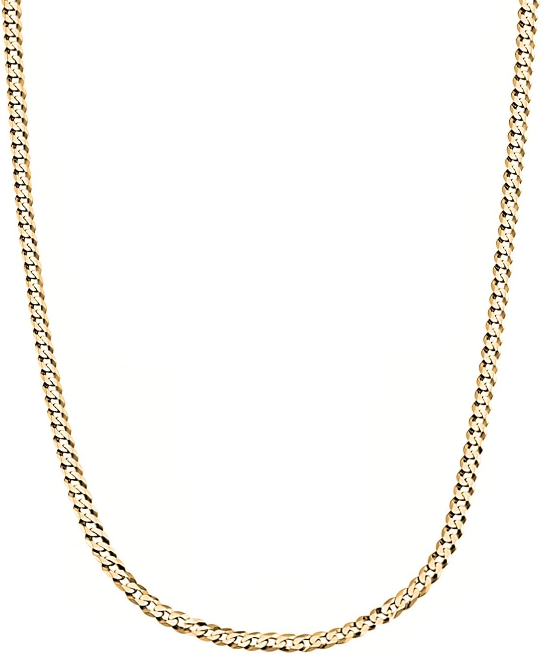 Savlano 14K Gold Plated 925 Sterling Silver 3mm Italian Solid Curb Cuban Link Chain Necklace For Men & Women - Made in Italy Comes With a Gift Box