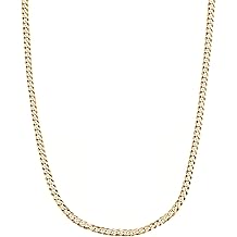 Savlano 14K Gold Plated 925 Sterling Silver 3mm Italian Solid Curb Cuban Link Chain Necklace For Men & Women - Made in Italy With a Gift Box