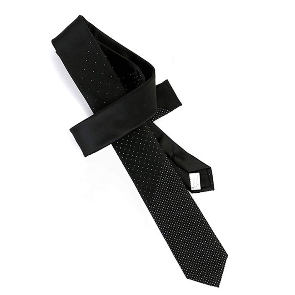 Corbatas de lujo para hombre a rayas blancas de lunares de 2.36 pulgadas para hombres, Negro - 3