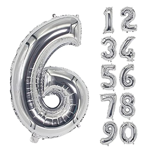 Diva 数字バルーン ビッグ約90cm バルーン 風船 大きい 巨大 数字 ビッグバルーン 大きい風船 飾り付け 誕生日 記念日 イベント 内祝い くすみ 6 シルバー