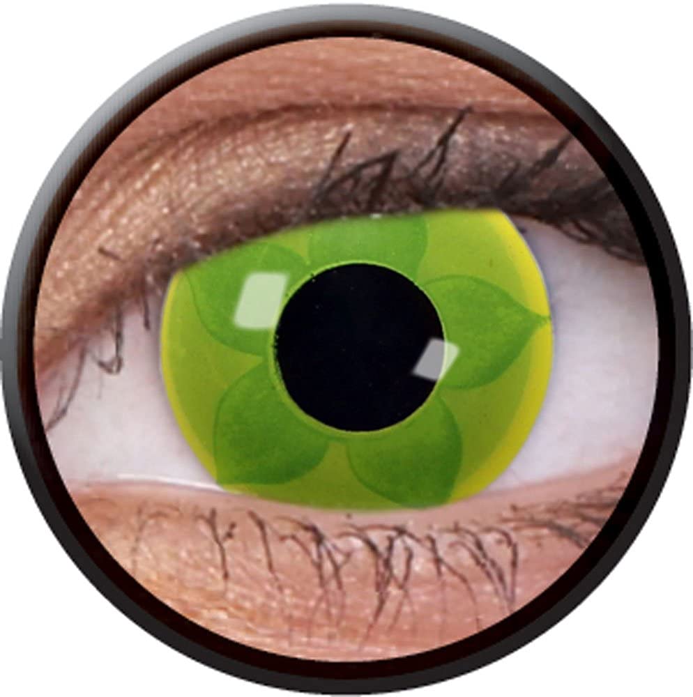AUGEN Tropical Crazy Lens Yearly Zero Power Contact Lens - 2 Units (1 Pair) (0.00) (Green Flower)