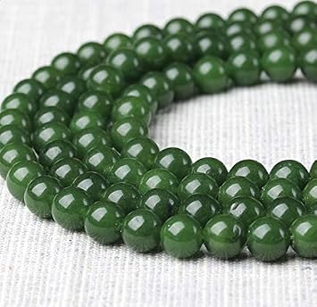 ABCGEMS B.C. Nephrite Jade Beads from Canada - Smooth Round 10mm | Dark British Columbia Jade - DIY Jewelry Making Necklace Bracelet Earring Beading