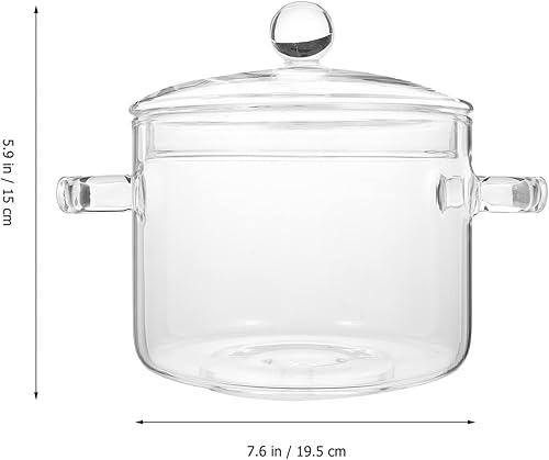 Miniatura 7 de Ollas de vidrio para cocinar, olla de vidrio transparente con tapa, olla para guisar de doble asa, utensilios de cocina para microondas, horno apto