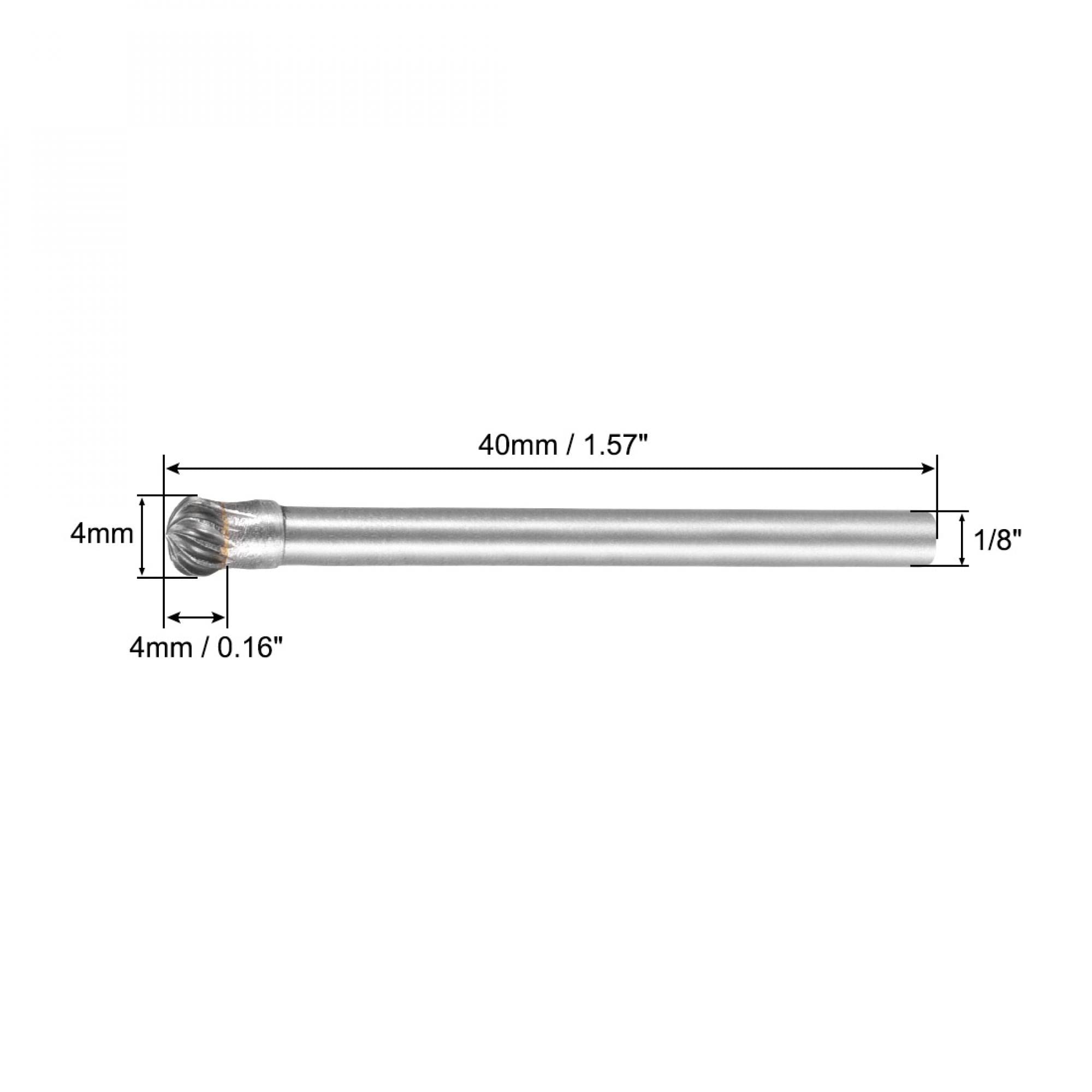 uxcell Tungsten Carbide Rotary Files 1/8" Shank, Single Cut Ball Shape Rotary Burrs Tool 4mm Dia, for Die Grinder Drill Bit Alloy Steel Hard Metal Carving Polishing Engraving, 2pcs — Amazon image 2