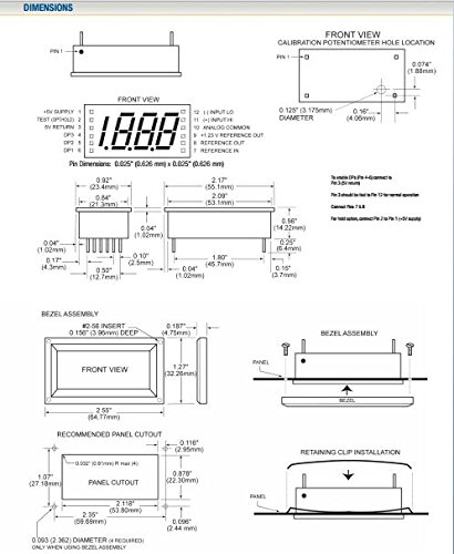 DLA-302HRL Digital Panel Meter high intensity red LED, range: 20V, Power: 5V