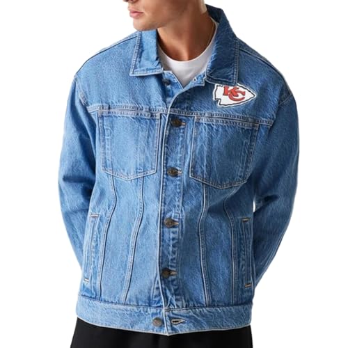 New Era NFL Kansas City Chiefs Veste en jean denim, bleu, XL