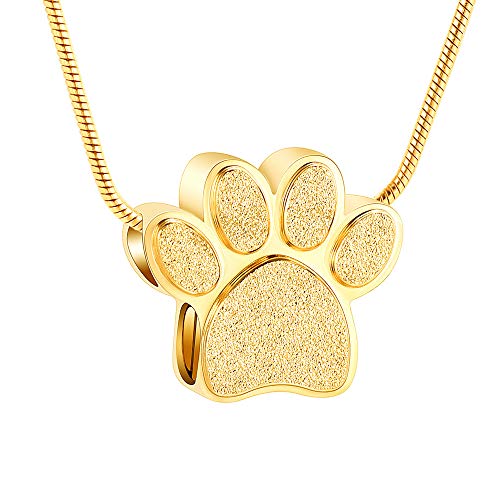 mingkejw, collier urne empreinte patte acier inoxydable pour cendres animaux