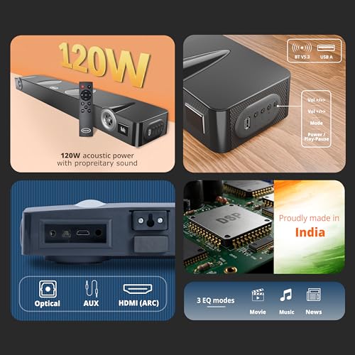 Image of IWAI Thunder 120W 2.2 Soundbar SBVB1200, 100mm Subwoofer, HDMI ARC, 3 EQ Modes, Bluetooth 5.3.