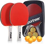 Sportneer Ping Pong Paddles Set, 2 Table Tennis Paddles and 3 Balls, Portable Ping Pong Racket Set for Adult Indoor/Outdoor Play, with Storage Bag,Best Gift for Boys and Girls