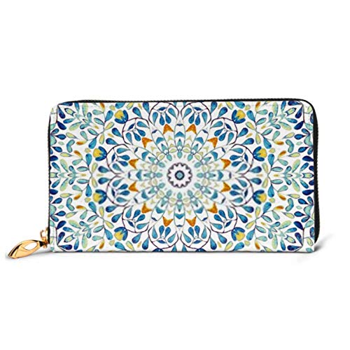 Preisvergleich Produktbild JHGFG Mode Handtasche Reißverschluss Brieftasche Quadrat Aquarell Muster Textil Keramikfliesen Telefon Kupplung Geldbörse Abendkupplung Blockieren Leder Brieftasche Multi Card