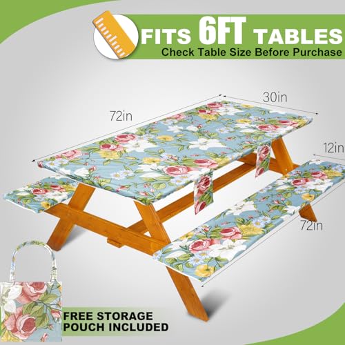 Fitted Picnic Table Cover with Bench Covers Set, Waterproof Lightweight Rectangle 72in Folding Table Cloths Canopy Shade Slipcover Cool Unique Fun Camping Gift for Camper Women Men Family Rv Owners by Wrakus - Used condition - Image 2