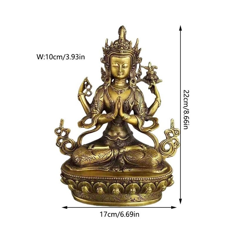 Estatua de Buda Adornos Zen Guanyin Decoración for el hogar Artesanías de Cobre Esculturas Decorativas Feng Shui for la Oficina Estatua de Buda al Aire Libre