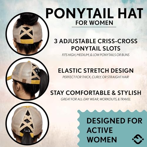 Image of Funky Junque Womens Baseball Cap Dad Hat Ponytail Messy Bun Trucker Ponycap