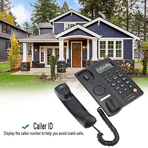 Teléfono con cable negro con identificación de llamadas miniatura 3