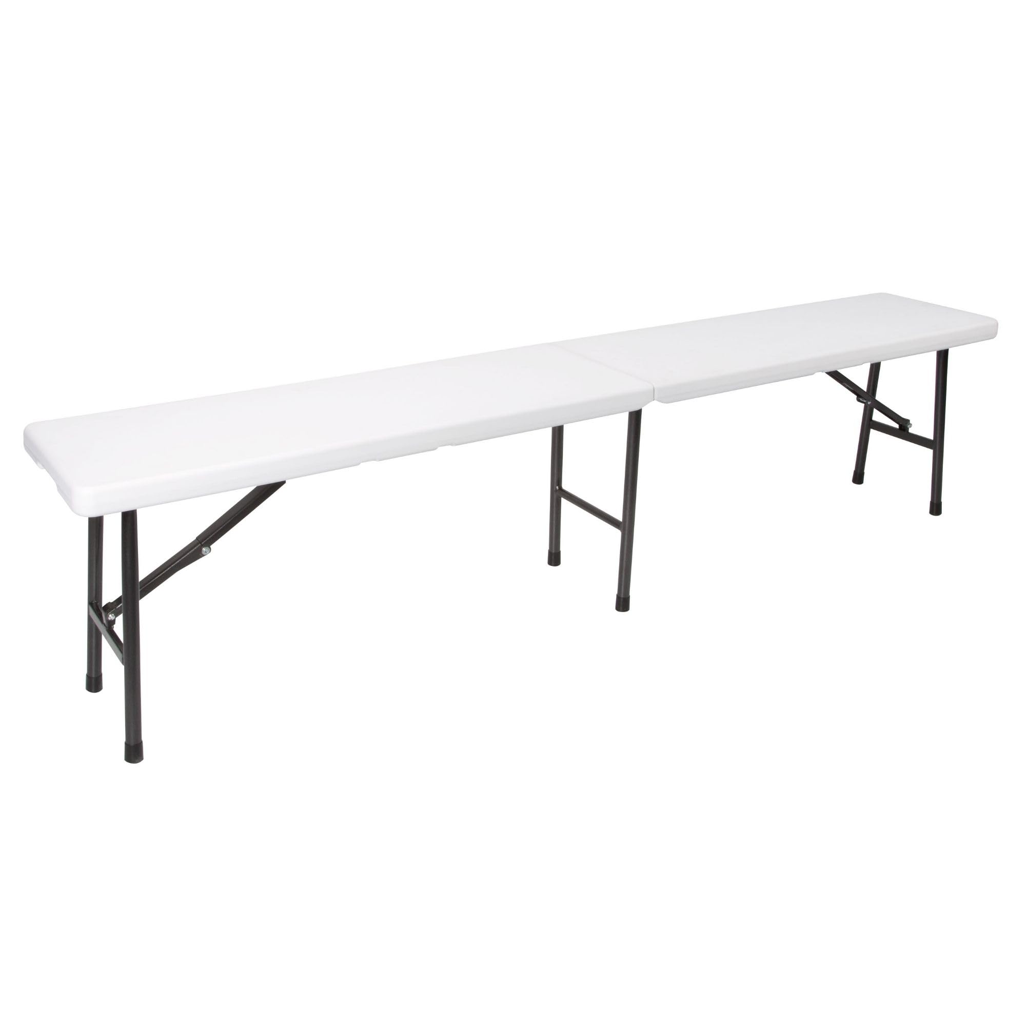Perel Panca pieghevole con maniglia, panca da esterno resistente alle intemperie per giardino, terrazza, balcone, campeggio, picnic, barbecue o festa, portatile fino a 400 kg, bianca