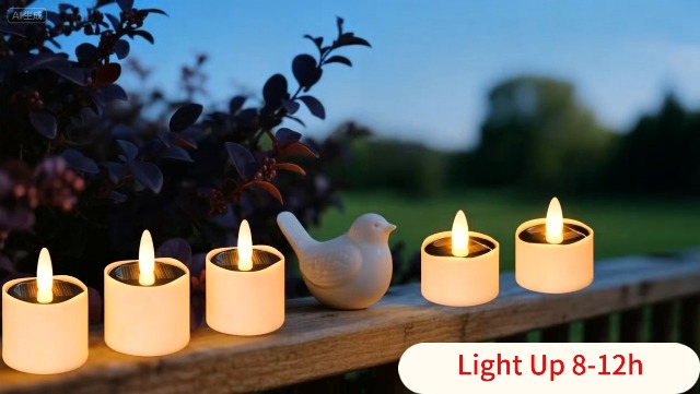 Image of HL Solar Tea Lights, 8PCS Outdoor Waterproof Flameless Candles, Dusk to Dawn Rechargeable Battery LED Tea Lights for Lantern, Garden, Camping, Home Decor (Warm White, 1.5''x1.61'')