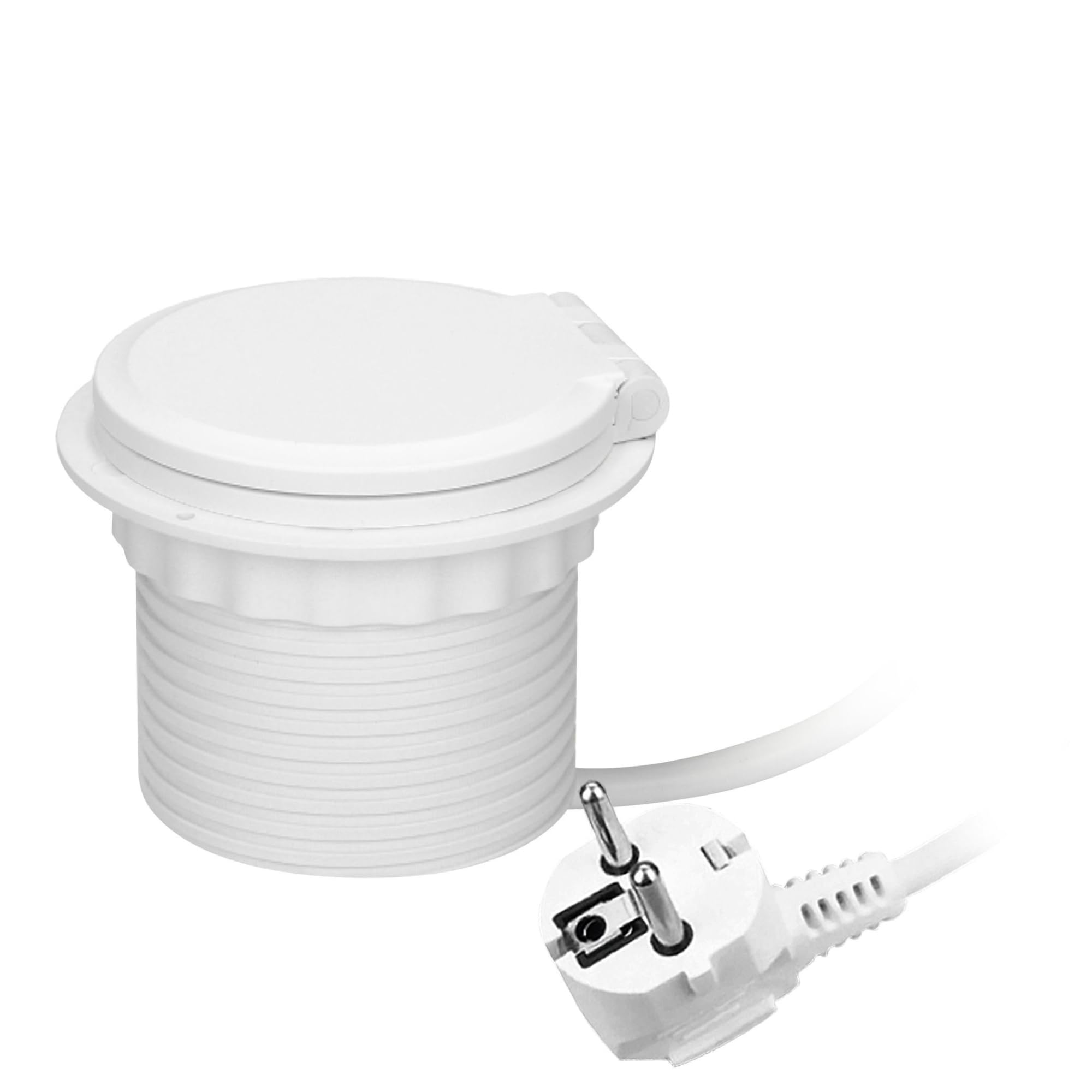 Möbelsteckdose Ø8cm mit induktivem Ladegerät, USB-Ladegerät (französische Produktversion)