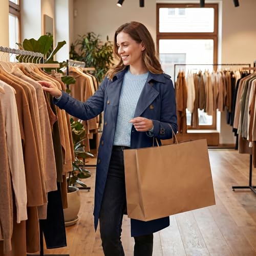 FACEBAG 100Pcs Large Brown Kraft Paper Bags