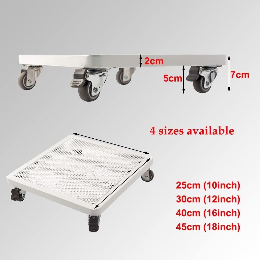 Heavy Duty Rolling Plant Stand with Lockable Wheels, Square Metal Planter Caddy on TPR Rubber Casters, 360lb Capacity Flower Pot Mover for Indoor Outdoor (Color : Black, Size : 18")